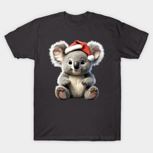 Cute Christmas Koala with A Xmas Santa Hat from Australia T-Shirt